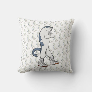 Urban Boxer Cat in Sneaker Walk Fighter Throw Pillow