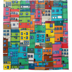 Urban Brazilian favela: colourful background.