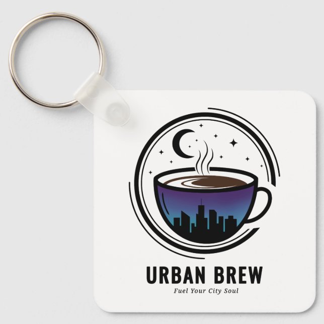 Urban Brew City Skyline Coffee Keychain (Front)