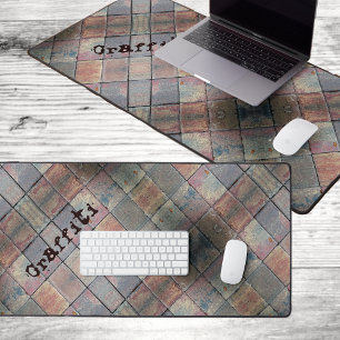 Urban Brick Chequered Pattern Personalized Grunge Desk Mat