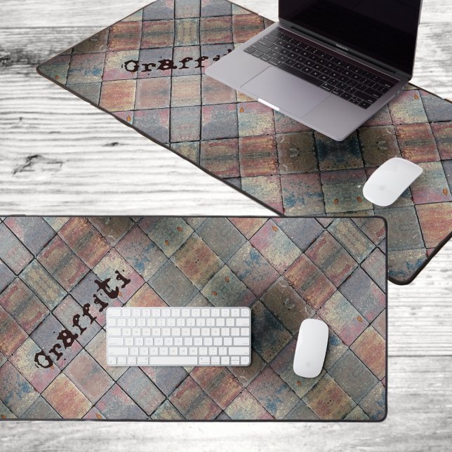 Urban Brick Chequered Pattern Personalized Grunge Desk Mat (Creator Uploaded)