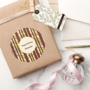 Urban Camo Stripe Pattern Happy Birthday Classic Round Sticker