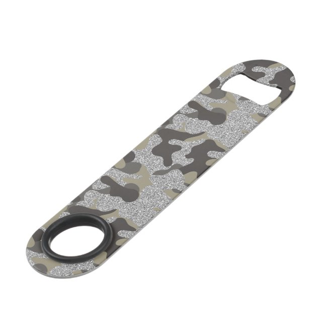 Urban Camouflage Camo Black Silver sparkle Army Bar Key (Front Angled)