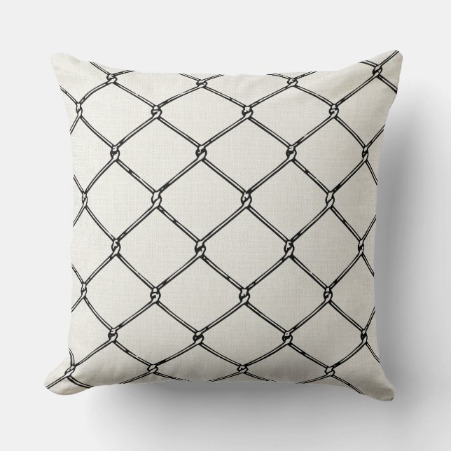 Urban Chain Link Fence Pattern – Skate Park Style Throw Pillow (Front)