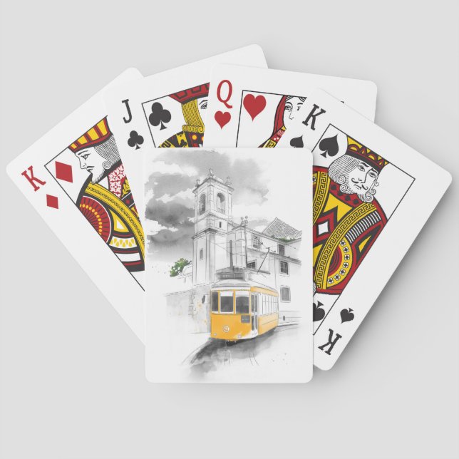 Urban Charm: Hand-Drawn Watercolor Urbanscape Playing Cards (Back)