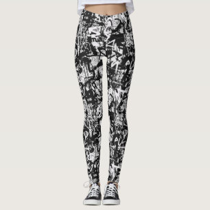 Urban Chic Black and White Graffiti Leggings