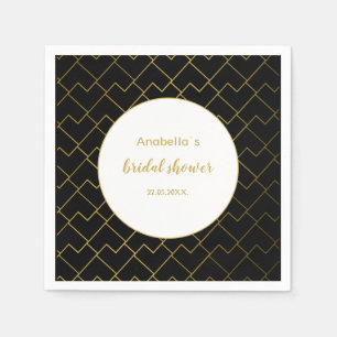 Urban Chic Geometric Golden Black Pattern Napkin
