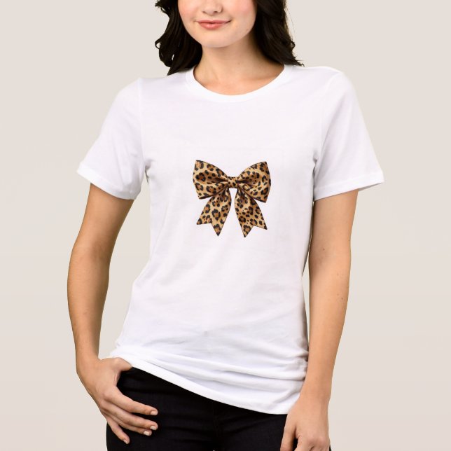 Urban Chic Leopard Print Decorative Bow Apparel De Tri-Blend Shirt (Front)