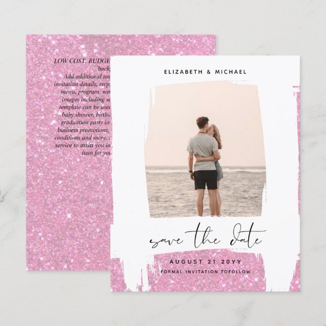 Urban Chic Minimalist PHOTO Save The Dates BUDGET (Front/Back)
