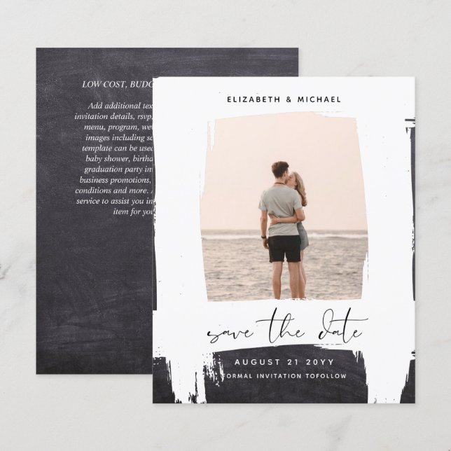 Urban Chic Minimalist PHOTO Save The Dates BUDGET (Front/Back)