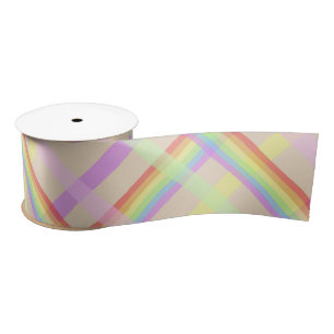 Urban Chic Rainbow Plaid Pattern Satin Ribbon