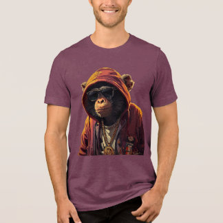Urban Chimp – Cool Chimpanzee with Hoodie and Gold Tri-Blend Shirt