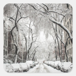 Urban Christmas Snow in Brooklyn NY Square Sticker