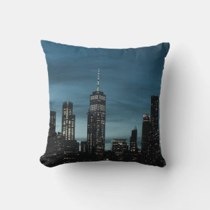 URBAN CITY DURING NIGHTTIME THROW PILLOW