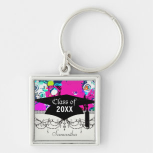 urban city graffiti paint splatter graduation keychain