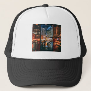 Urban City Night Cyberpunk Aesthetic Trucker Hat -