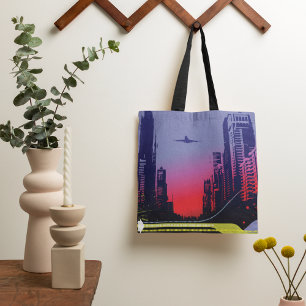 Urban City Scene At Dusk Tote Bag