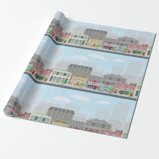 Urban City Wrapping Paper (Unrolled)