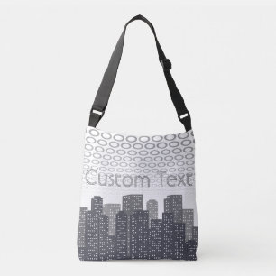 Urban Cityscape Shades of Grey Custom Text Crossbody Bag