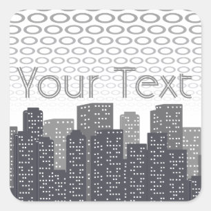 Urban Cityscape Shades of Grey Custom Text Square Sticker