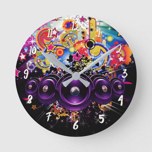Urban Club Hip Hop DJ Dancing Dance Music Round Clock (Front)