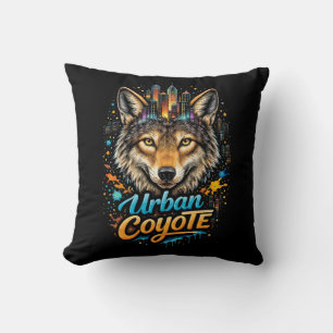 Urban Coyote Throw Pillow