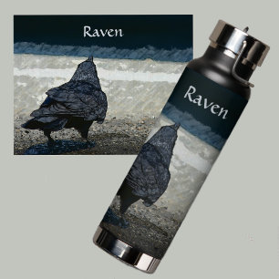 Urban Crow in Shades of Grey and Black Water Bottle