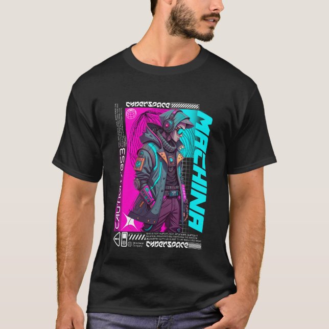 Urban Cyberpunk Streetwear Machina Futuristic Tech T-Shirt (Front)