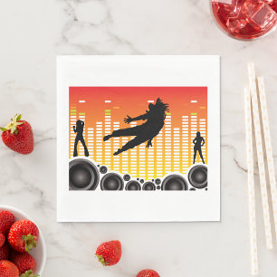 Urban Dance Party Silhouette with Speakers Napkin