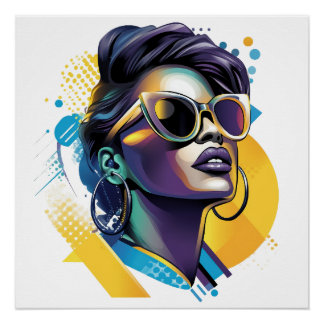 Urban Diva - Bold Vector Portrait of Retro Glamour Poster