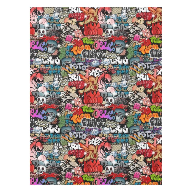 Urban dynamic street art Graffiti art pattern Tablecloth (Front)