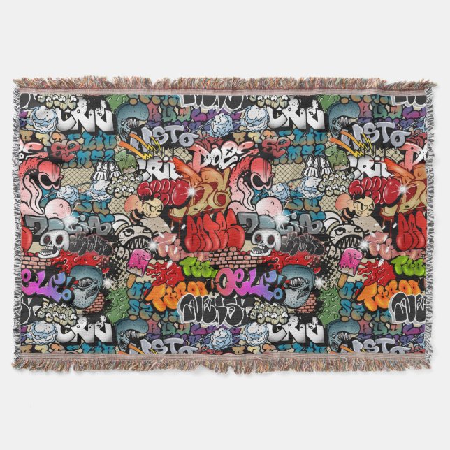 Urban dynamic street art Graffiti art pattern Throw Blanket (Front)