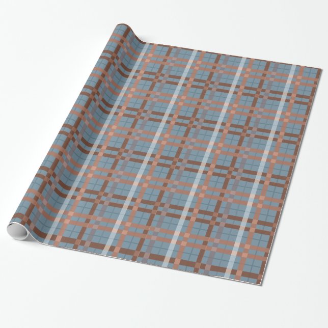 Urban Earth tone Plaid Pattern Wrapping Paper (Unrolled)