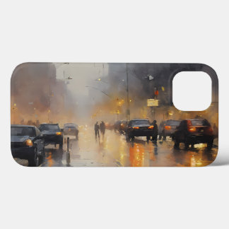 Urban Evening Rain Scene iPhone 13 Case
