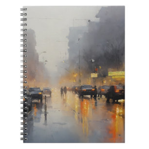 Urban Evening Rain Scene Notebook