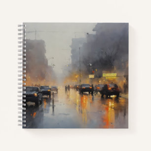 Urban Evening Rain Scene Notebook