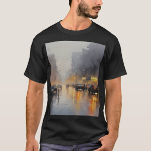 Urban Evening Rain Scene T-Shirt
