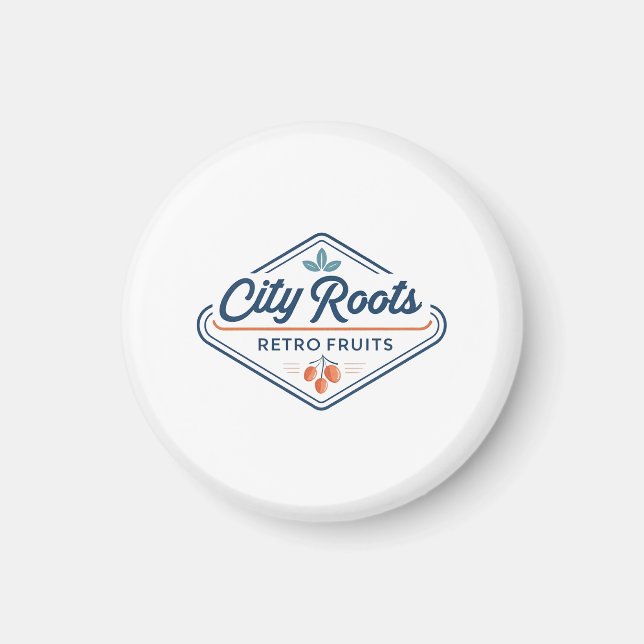 Urban Farming Retro Fruits City Roots Magnet (Front)