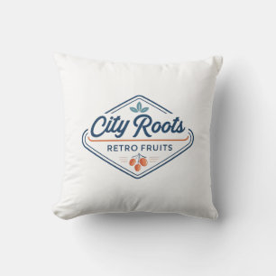 Urban Farming Retro Fruits City Roots Throw Pillow