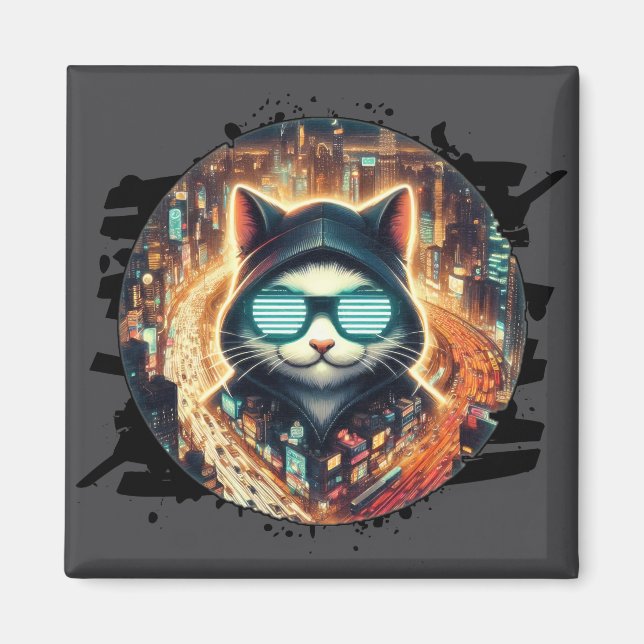 Urban Feline Guardian Magnet (Front)