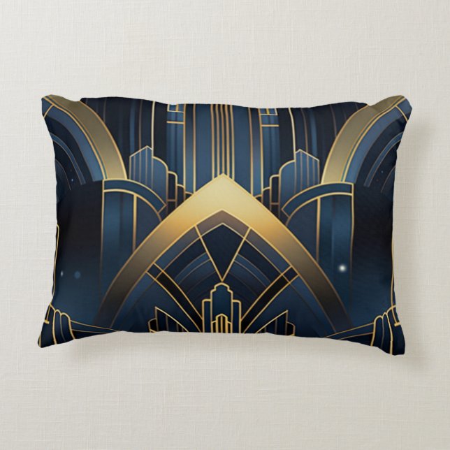 Urban flashlight in Art Deco Accent Pillow (Back)