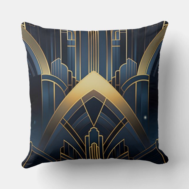 Urban flashlight in Art Deco Throw Pillow (Back)