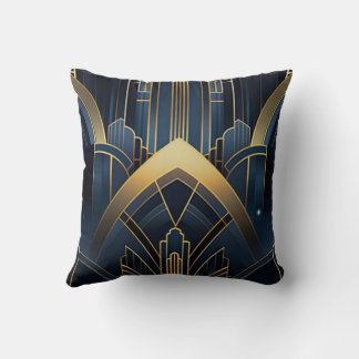 Urban flashlight in Art Deco Throw Pillow