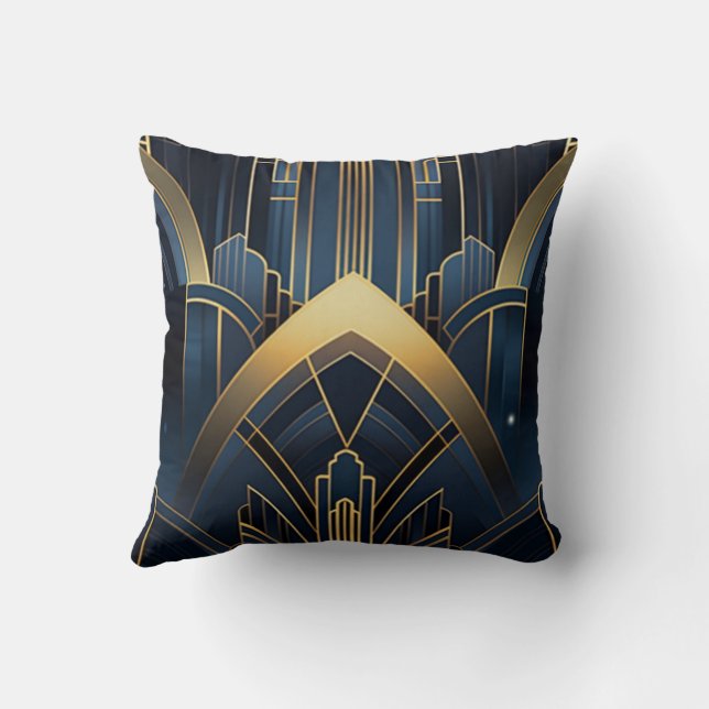 Urban flashlight in Art Deco Throw Pillow (Back)