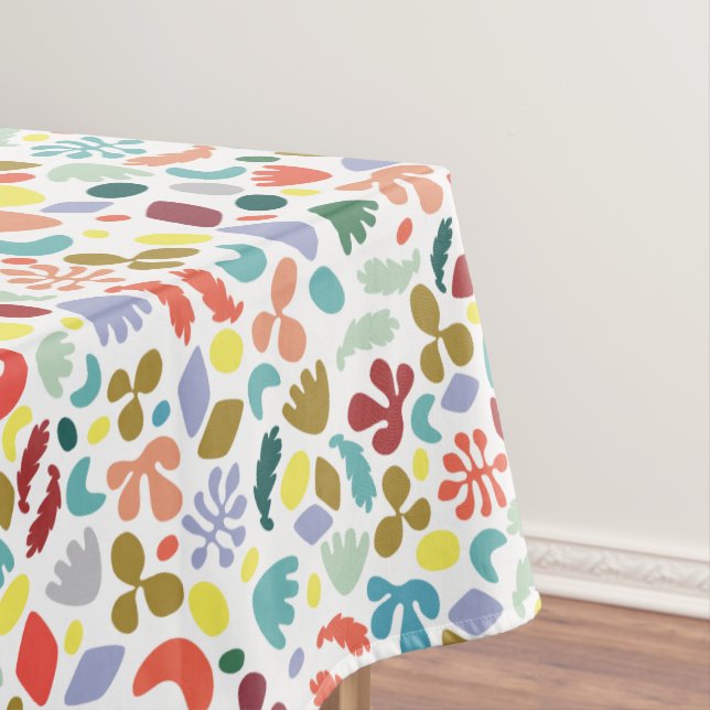 Urban Flat Design Green Red Orange Shapes Tablecloth (In Situ)