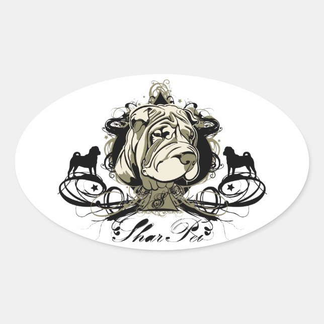 Urban Flourish Shar Pei Sticker (Front)