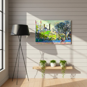 Urban Flows: Detroit's Riverwalk Reflections Canvas Print
