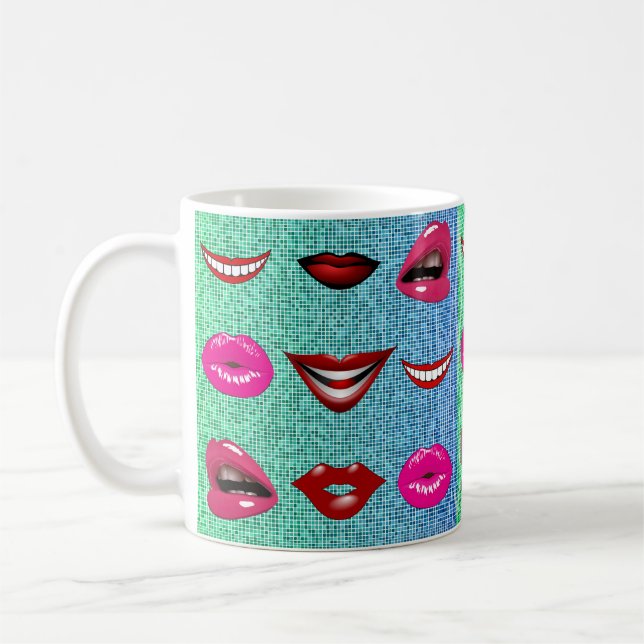 Urban Funky Hip Cool Lips Pattern Coffee Mug (Left)