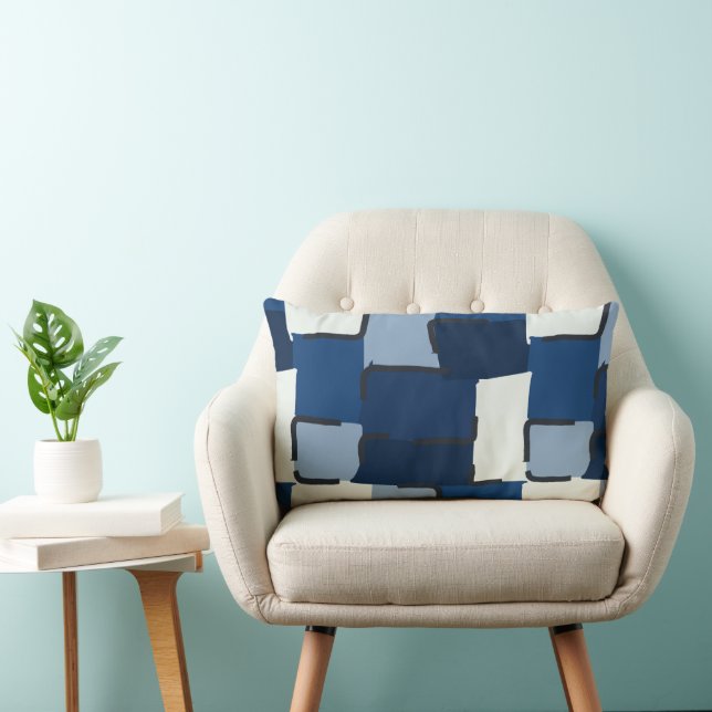 Urban Geo | Cobalt Cool | Hero Pattern Lumbar Pillow (Chair)