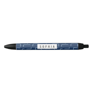 Urban Geo Vintage Navy Blue Blender Pattern Black Ink Pen